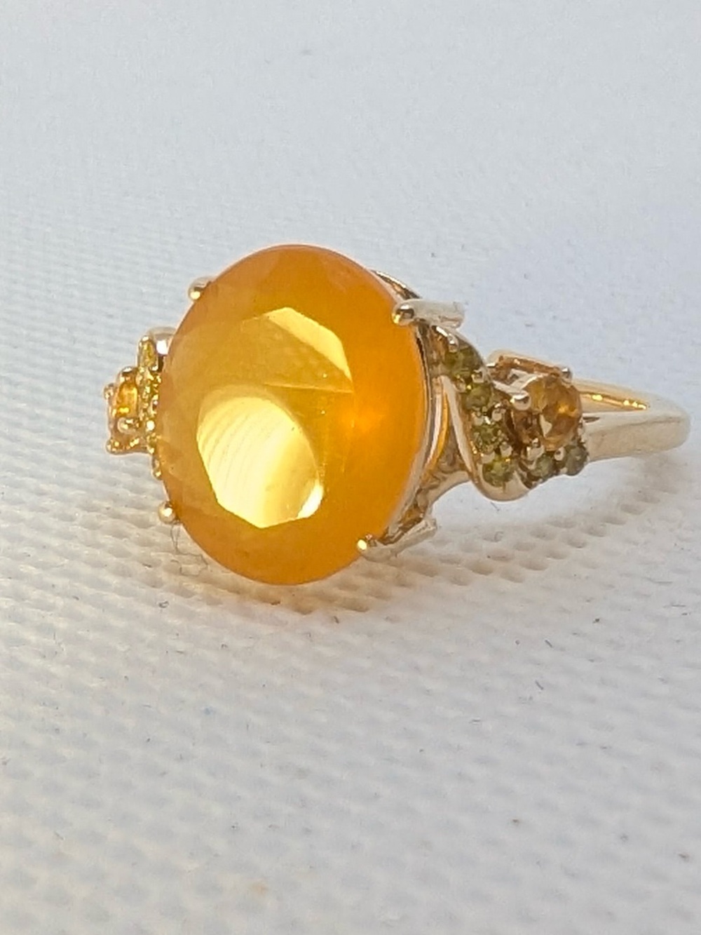 JTV  BBJ Yellow Orange Aventurine large Cocktail ring size 8